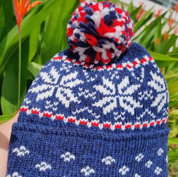 NWT - American Eagle Fairisle Cuff Pom Beanie - Picture 2 of 5